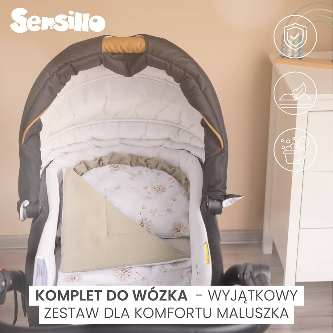 Miękki kocyk dla dziecka do wózka z poduszką